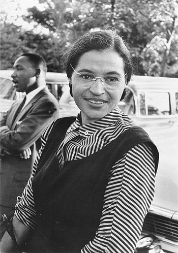 English: Photograph of Rosa Parks with Dr. Mar...
